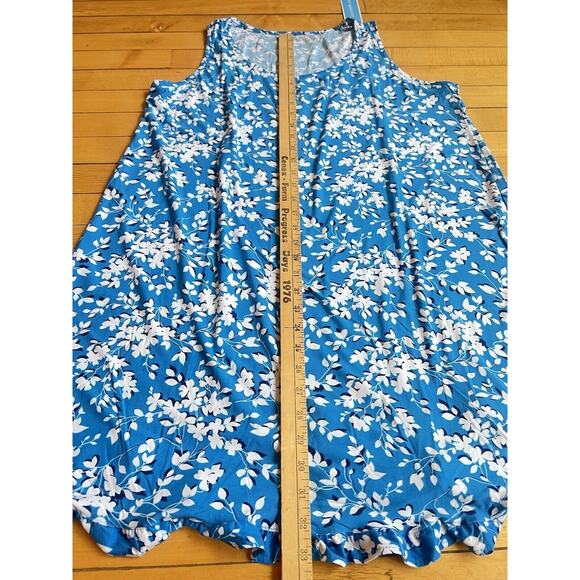 Draper James Floral Bohemian Blue Slip Wide Strap Scoop Neck Mini Dress L/XL NWT - Picture 4 of 11